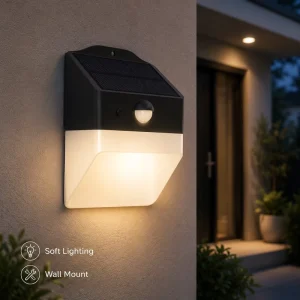 2W 220LM Modern Minimalist Solar LED Wall Light Outdoor IP65 Waterproof Security Light with 3-Year Warranty