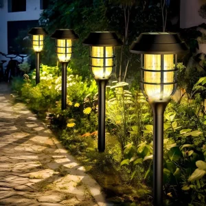 2pcs Solar Pathway Lights Outdoor Waterproof Garden Lights Solar Powered Landscape Lighting for Yard Patio Walkway Pathway
