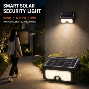 3 CCT Solar Security Flood Light 900LM PIR Motion Sensor IP65 Rating Outdoor Light with Adjustable Bracket for Garden Garage