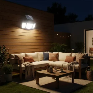 3-Color Adjustable Waterproof Outdoor Solar Lamp 328 LEDs Split Motion Sensor Wall Light for Garden Gate Pillar