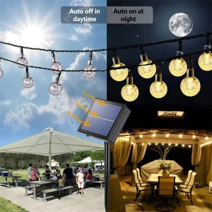 3 Colors Options Solar Globe String Lights Outdoor Waterproof Fairy Lights with 8 Modes for Wedding Patio Holiday Home Decor