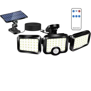 3 Head Motion Sensor Solar Security Lights with Remote Control