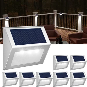 3 LED Solar Light Outdoor Iron Solar Wall Light for Stairs Paths Deck Patio Garden