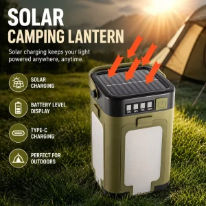 3 in 1 Solar Camping Lights Waterproof IP44 Folding Tent LED Lantern USB/Solar Charging Rechargeable Dimmable Garden