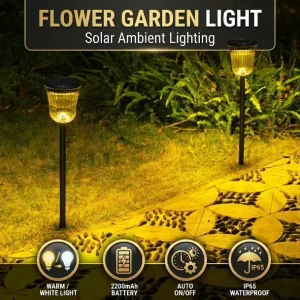 3000K 6000K LED Solar Garden Path Lights Waterproof Outdoor Pathway Lighting