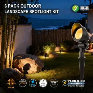 3000K Warm White Low Voltage LED Lawn Spike Light 5W IP65 Waterproof Die Cast Aluminum ETL Certified Outdoor Path Landscape Lamp