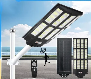 3000W IP65 LED Monocrystalline Solar Street Light DC ABS Remote Control Dusk Dawn Synchronization Gardens Roads Highways Battery