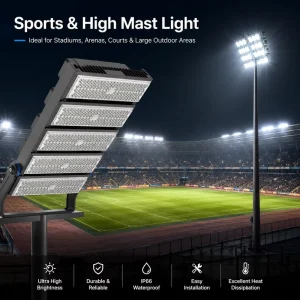 300W 1500W LED High Mast Light IP66 Waterproof Outdoor Sports Field Lighting with Adjustable Beam Angle 5 Year Warranty CRI>80