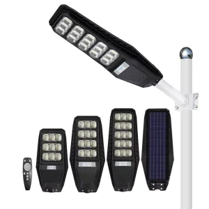 300W Integrated Solar Street Light with Remote Control Motion Sensor Durable ABS Housing Outdoor LED Lighting for Parking Lot
