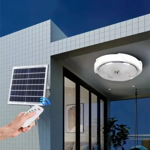 300W Round Solar LED Ceiling Light with Panel and Sensor for Indoor and Outdoor Use
