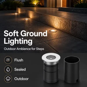 304 Stainless Steel IP68 IK08 Outdoor RGB LED Underground Lights for Stairs, Garden, and Deck
