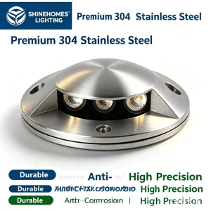 304 Stainless Steel Turtle-Back Light Walkway Steps Path Lighting 3W LED IP65 Outdoor Waterproof Side-Transmitting