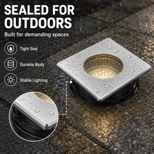 304 Stainless Steel Warm White 9W Recessed Buried Villa Patio Square Fountain Embedded Anti Glare LED Underground Light