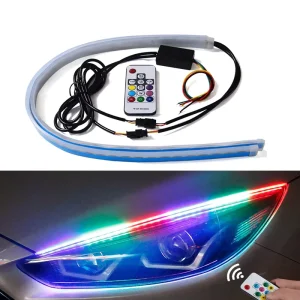 30CM 45CM 60CM RGB Hose Dual Color Car Switchback Tube Light Flexible DRL LED with Turn Signal Strip