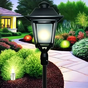 30W 40W 60W LED Aluminum Outdoor Post Top Light Flush Mount Pathway Lighting Black Lantern Pillar Lamp