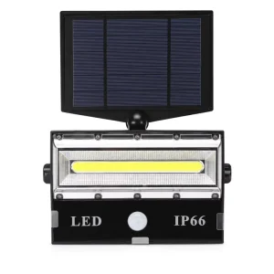 30W COB Solar Garden Wall Flood Light 50 LED PIR Motion Sensor 3 Modes IP66 Waterproof ROHS Certified Outdoor Security Light