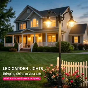 30W Classic European Aluminum 2-Head Outdoor Lamp Post IP65 Waterproof for Villa Park Landscape Lighting