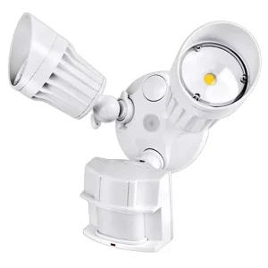 30W LED Security Outdoor Flood Light 2 Head White Motion Sensor Dusk to Dawn 5000K IP65 Rated
