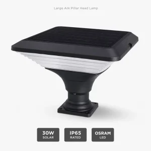30W Solar LED Street Lamp IP66 Waterproof Light Sensor 6000K Daylight Rechargeable European Antique Aluminum Roadway Lighting