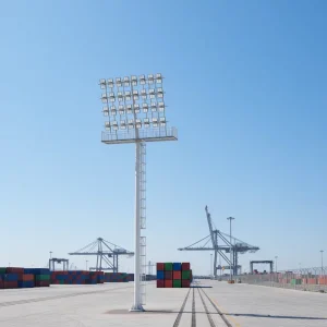 30m 35m 40m Safety Steps Telescopic High Mast Lighting Tower LED Street Light Hot Dip Galvanized 160 km/h Wind Resistant