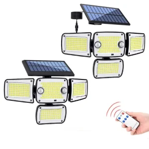 342 LED Dual Sensing Solar Wall Light Garden Light with Remote Control 3 Lighting Modes for Outdoor Garden Courtyard Garage