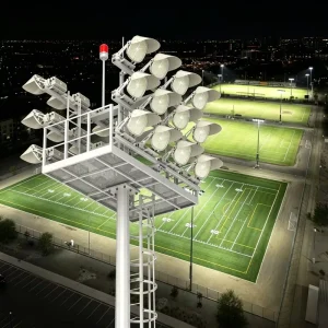 35M IP66 Hot Dip Galvanized Lifting High Mast Light Anti Glare LED Flood Light for Football Sports Stadium