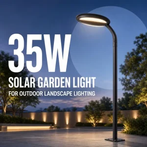 35W Solar LED Curved Arm Outdoor Garden Light 4 6m Height for Villa Landscape Lighting