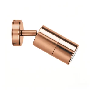 360-Degree Rotatable Red Copper LED Wall Lamp, IP65 GU10, Pure Copper, Indoor and Outdoor