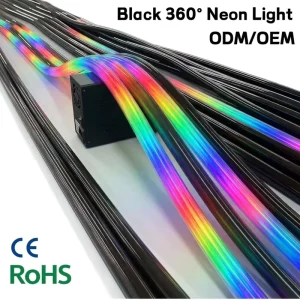 360 Luminous Black Neon Flex Tira Led Ded22 Black Flexible Neon Tube Que Se Controla Por Dmx All Black Neon Rope Light Customize