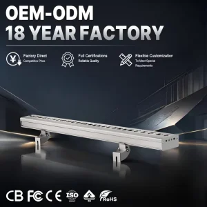 36W Outdoor RGB LED Wall Washer Light DMX512 IP65 Aluminum Body Ra80 Dimmable Hotel Building