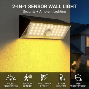 38 LED Solar Lights PIR Motion Sensor Outdoor Waterproof Wireless Security Solar Powered Outside Garden Street Wall Lamp