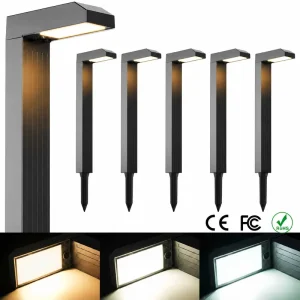 3CCT Solar Landscape Lighting Outdoor Waterproof Garden Bollard Lamps with Glass Panel Auto on Off for Walkway Patio Lawn Yard