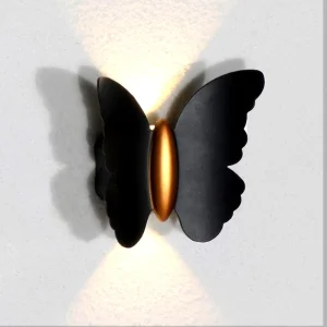 3D Black or White Butterfly Design 6W LED Wall Lamp for Outdoor Courtyard