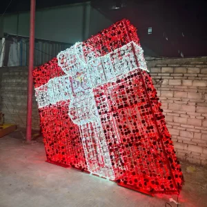 3D Christmas Gift Box Present Motif Light Customized Waterproof IP65 Outdoor LED Giant Commercial Landscape Decorative Lighting
