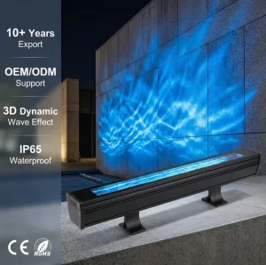 3D Dynamic Water Ripple Outdoor Waterproof RGB LED Wall Washer Light with IP65 Rating for Exterior Wall and Floor Ambiance Strip