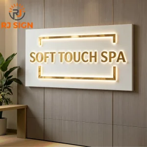 3D LED Backlit Customizable Gold Mirror Business Illuminated Letter Company LED Advertising Sign Brand logo Design Wall Sign