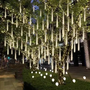3D SMD2835 LED Christmas Wedding Halloween Outdoor Solar Snowfall Falling Rain Drop Icicle Light Garland for Tree Eaves