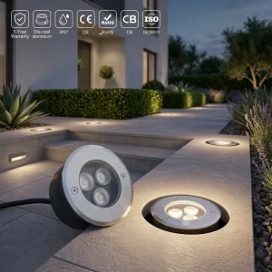 3W IP67 Waterproof Pathway Outdoor RGB Warm White Garden Floor Inground Lamp LED Underground Light