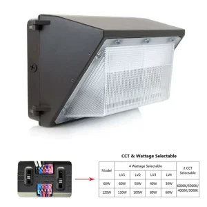 3cct Outdoor Wall Mounted High Voltage AC 100 277V 5 Years Warranty Commercial 120W Led Wall Pack Light