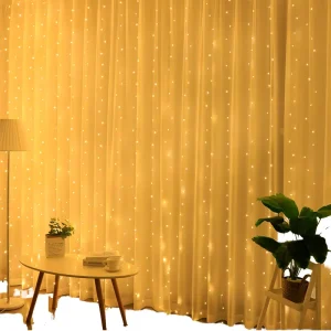 3m X 3m LED Curtain Lights Waterproof Indoor Outdoor Fairy Lights with 8 Lighting Modes for Christmas Wedding Party Garden Decor
