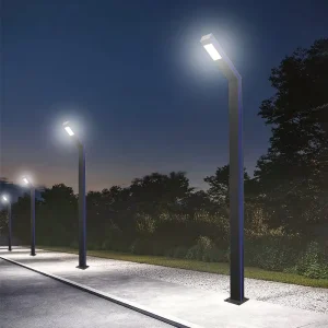 3meter all in one Solar Pole IP65 Waterproof Landscape Lamps Road Blue Striped LED Garden Lights 220V AC Dimmable Metal Poles