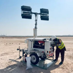 4*350W IP23 Rated 180 Beam Angle LED Tower Lights Diesel Engine Fast Installation for Temporary Road Work Illumination