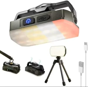 4 Color Stepless Dimmable Rechargeable Camping Light 4000mAh Magnetic Hook Tripod Mount Waterproof LED Work Emergency Lamp