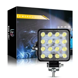 4 Inch 48W 12V Square LED Work Light Spot Flood Driving Lamp for Cars Trucks SUVs Boats 4WD Offroads