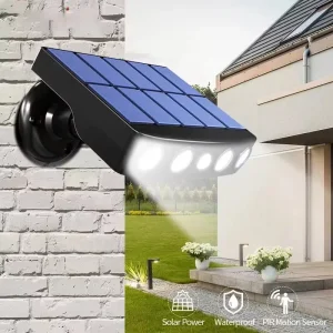 4 LED Solar Security Lights Outdoor Decor Sensor Motion 3 Modes Street Waterproof Lamp Wall Night Work Light for Garden