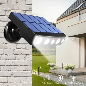 4 LED Solar Security Lights Outdoor Motion Sensor 3 Modes Waterproof Wall Light for Garden