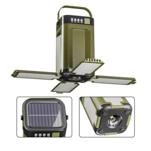 4-Leaf Solar Mosquito-Repellent Camping Lantern, 2000mAh, Collapsible