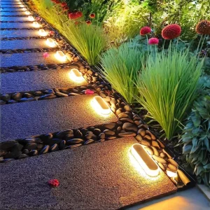4 Pack IP68 Waterproof Solar LED Step Lights Auto Outdoor Stair Lights for Landscape Hallway Path Doorway Garage