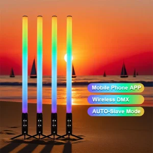 4-Piece 1.2M LED Pixel Tube Light IP65 DJ Battery Wireless DMX 360 Degree Stage Light