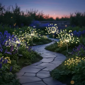 4 Piece IP65 Solar Powered LED Garden Lights Waterproof Energy Efficient 2 Modes Twinkling Warm White 1 Year Warranty for Garden